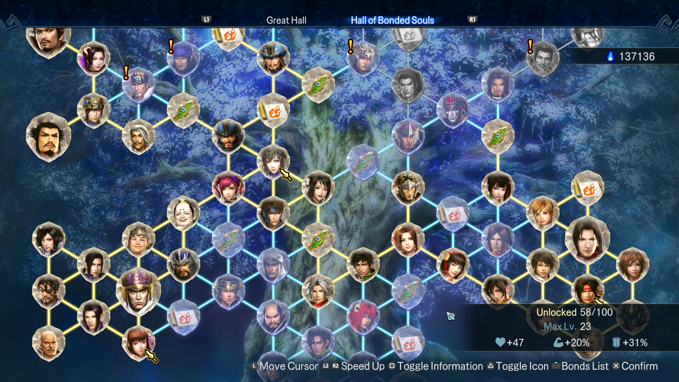 Heroes screen from Warriors: Abyss